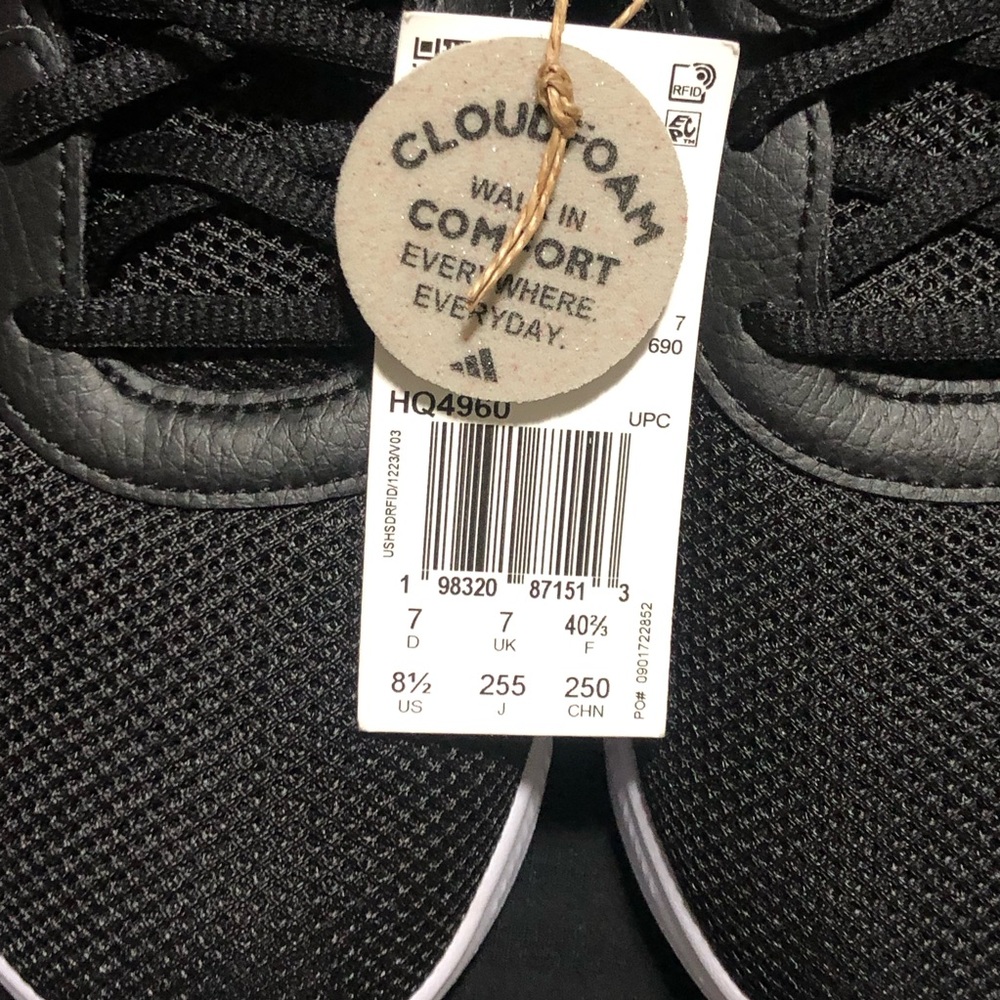 Adidas Women's Cloudfoam Flex - Laces Black/White Shoe Sneaker, Size 8.5 - Picture 2 of 7